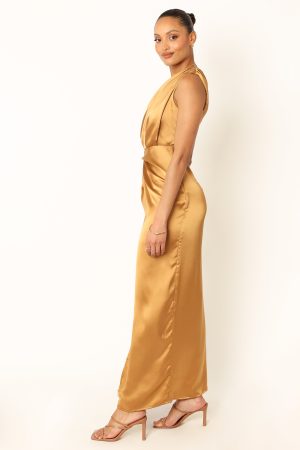 Nadia One Shoulder Maxi Dress – Bronze