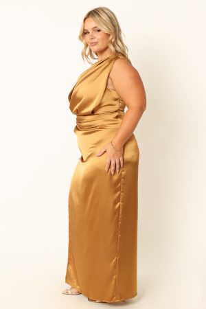 Nadia One Shoulder Maxi Dress – Bronze