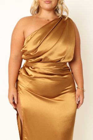 Nadia One Shoulder Maxi Dress – Bronze