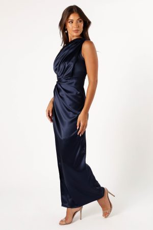 Nadia One Shoulder Maxi Dress – Navy
