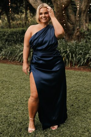 Nadia One Shoulder Maxi Dress – Navy