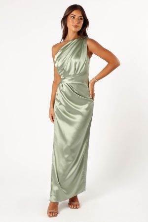 Nadia One Shoulder Maxi Dress – Sage