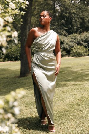 Nadia One Shoulder Maxi Dress – Sage