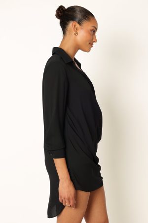 Niky Long Sleeve Mini Dress – Black