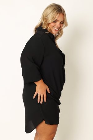 Niky Long Sleeve Mini Dress – Black