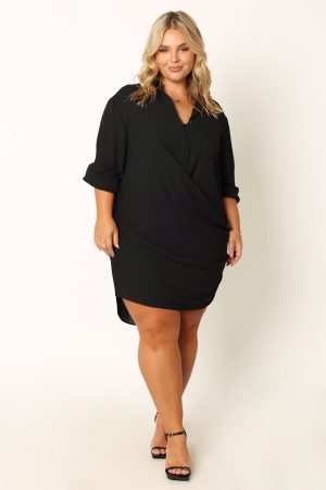 Niky Long Sleeve Mini Dress – Black