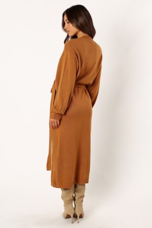 Nova Wrap Knit Midi Dress – Camel