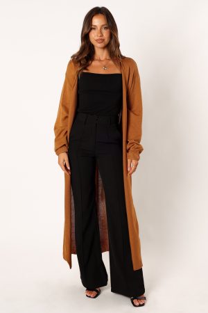 Nova Wrap Knit Midi Dress – Camel