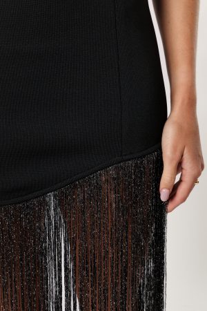 Padam Strapless Midi Dress – Black