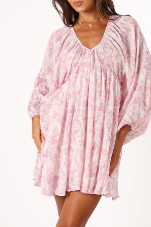 Paris Long Sleeve Dress – Pink
