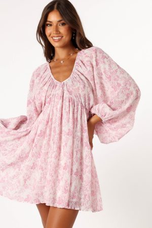 Paris Long Sleeve Dress – Pink