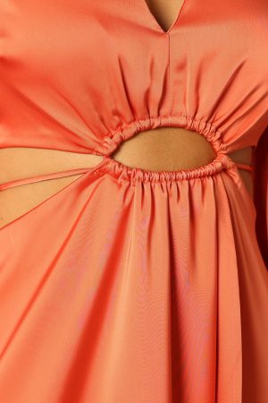 Peyton Long Sleeve Midi Dress – Orange