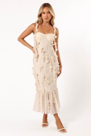 Posedly Midi Dress – Cream