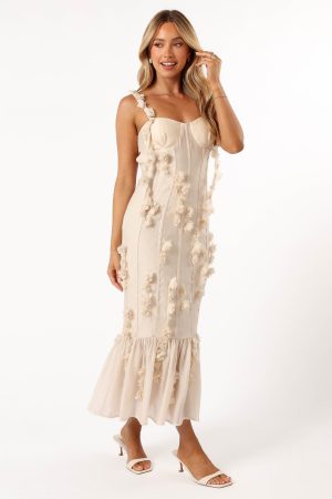 Posedly Midi Dress – Cream
