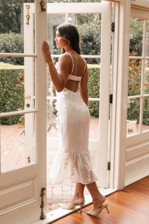 Posedly Midi Dress – Cream