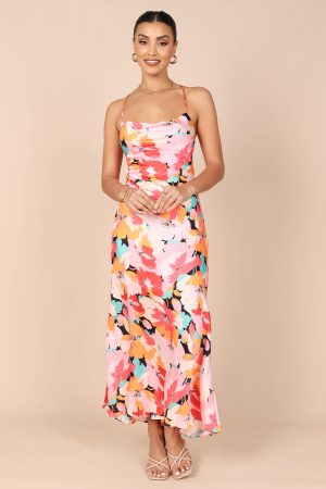 Posse Midi Slip Dress – Pink Floral