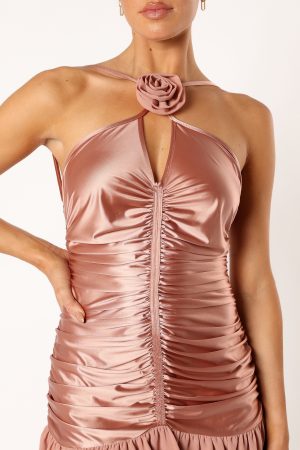 Reeve Halterneck Mini Dress – Rose