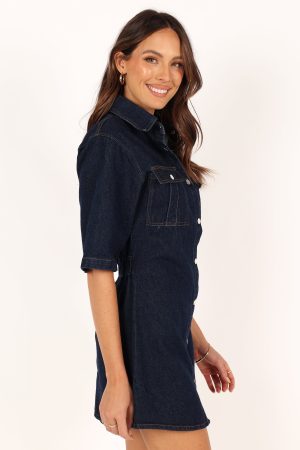 Hailey Denim Mini Dress – Dark Denim