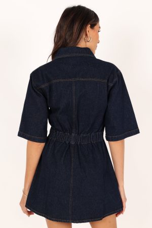Hailey Denim Mini Dress – Dark Denim