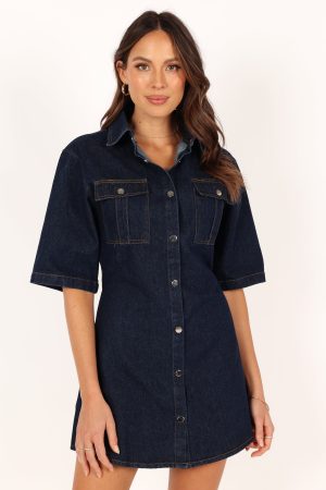 Hailey Denim Mini Dress – Dark Denim