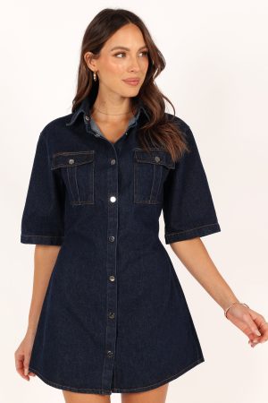 Hailey Denim Mini Dress – Dark Denim