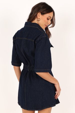 Hailey Denim Mini Dress – Dark Denim