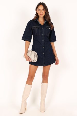 Hailey Denim Mini Dress – Dark Denim