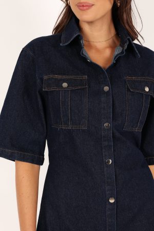 Hailey Denim Mini Dress – Dark Denim