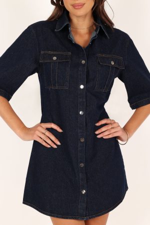 Hailey Denim Mini Dress – Dark Denim