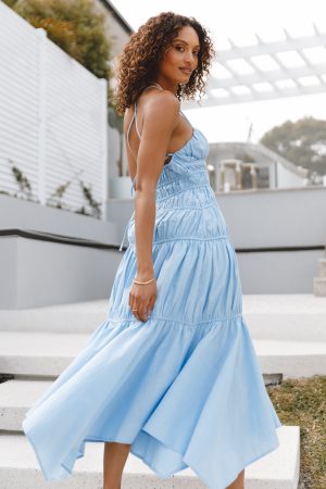 Riley Midi Dress – Blue