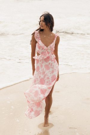 Rori Ruffle Maxi Dress – Pink Floral
