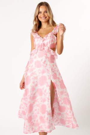 Rori Ruffle Maxi Dress – Pink Floral