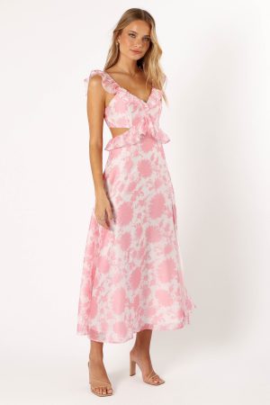 Rori Ruffle Maxi Dress – Pink Floral