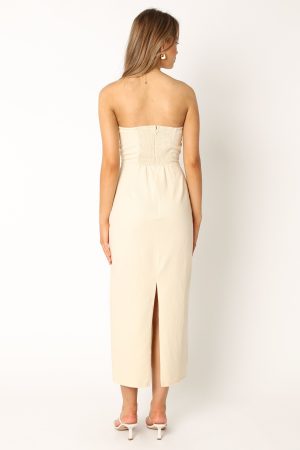 Rory Contrast Stitch Maxi Dress – Ecru