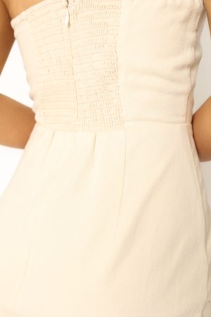 Rory Contrast Stitch Maxi Dress – Ecru