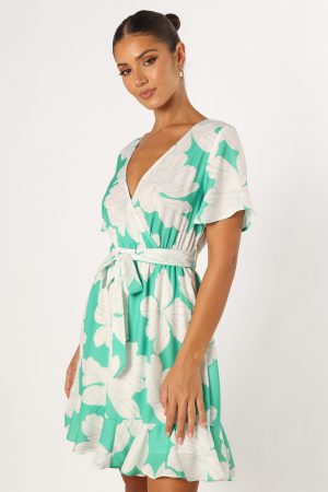 Rylan Mini Dress – Green Floral