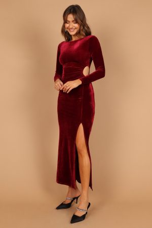 Sarine Long Sleeve Maxi Dress – Wine