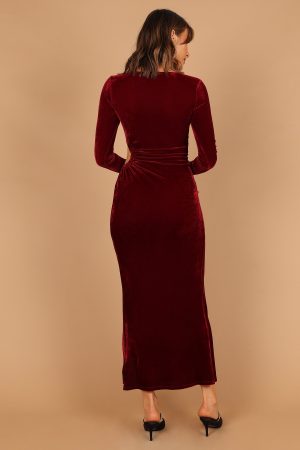 Sarine Long Sleeve Maxi Dress – Wine