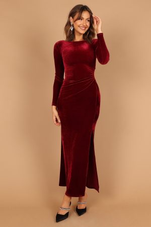 Sarine Long Sleeve Maxi Dress – Wine