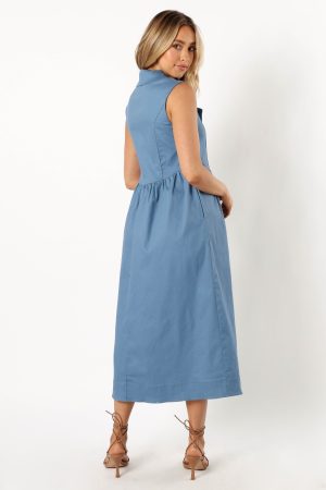 Sonja Midi Dress – Steel Blue