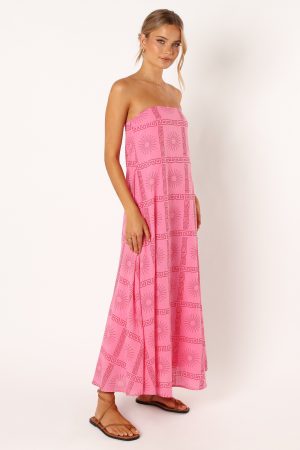 Soph Strapless Maxi Dress – Pink Red