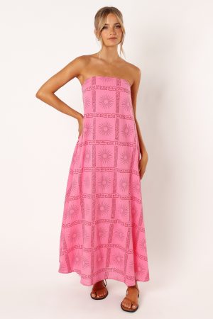 Soph Strapless Maxi Dress – Pink Red