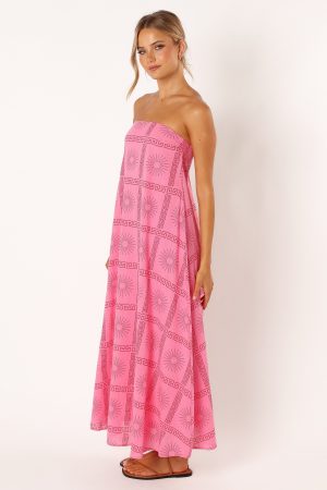 Soph Strapless Maxi Dress – Pink Red