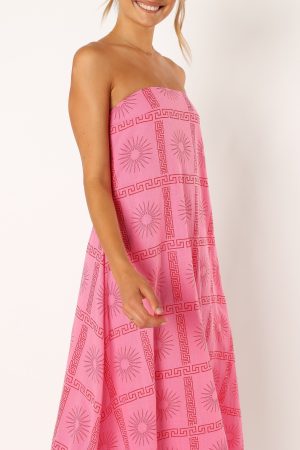 Soph Strapless Maxi Dress – Pink Red