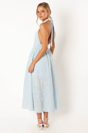 Taila Halterneck Midi Dress – Blue Floral