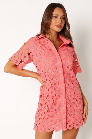 Tallie Button Up Mini Dress – Watermelon