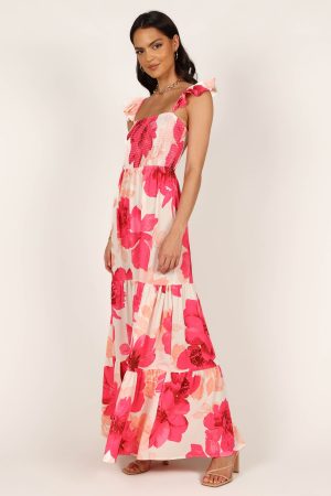Tilly Shirred Maxi Dress – Pink