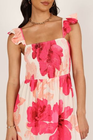 Tilly Shirred Maxi Dress – Pink