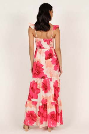 Tilly Shirred Maxi Dress – Pink