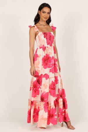 Tilly Shirred Maxi Dress – Pink